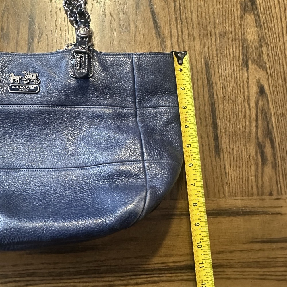 Coach Madison Tribeca East West Blue Tote Pebbled Leather Shoulder Bag Charm - Picture 16 of 16